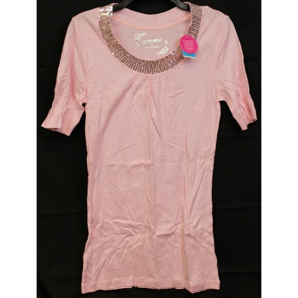 Y2K Limited Too Sparkle T-Shirt sz 18 Sequin Neck Jr Pre-Teen Retro Half Sleeve - Picture 1 of 9